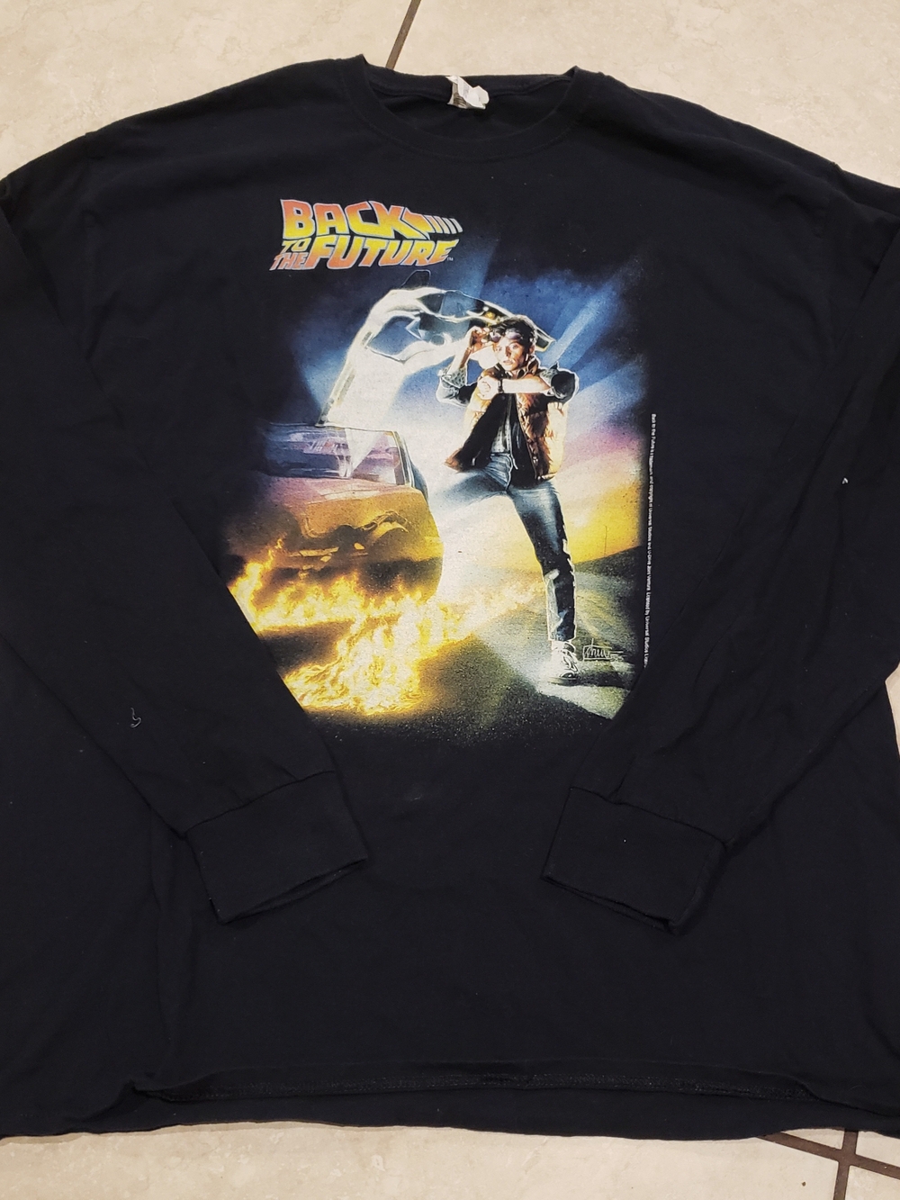 Back To The Future Jerzees Black Back To The Future Graphic Long Sleeve Shirt